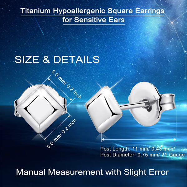 titanium earrings for sensitive people square stud earrings VGACETI