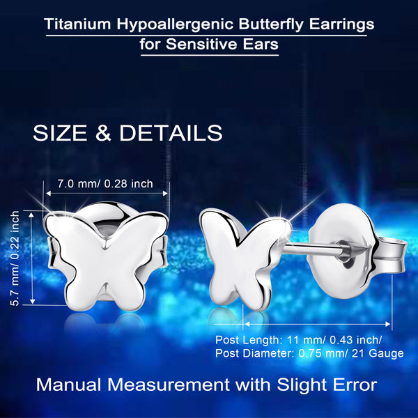 titanium earrings for sensitive people  butterfly stud earrings VGACETI