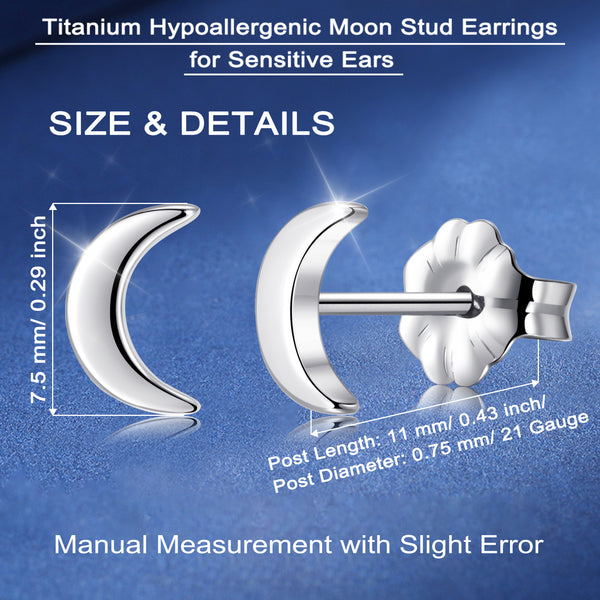 titanium earrings for sensitive people moon stud earrings VGACETI