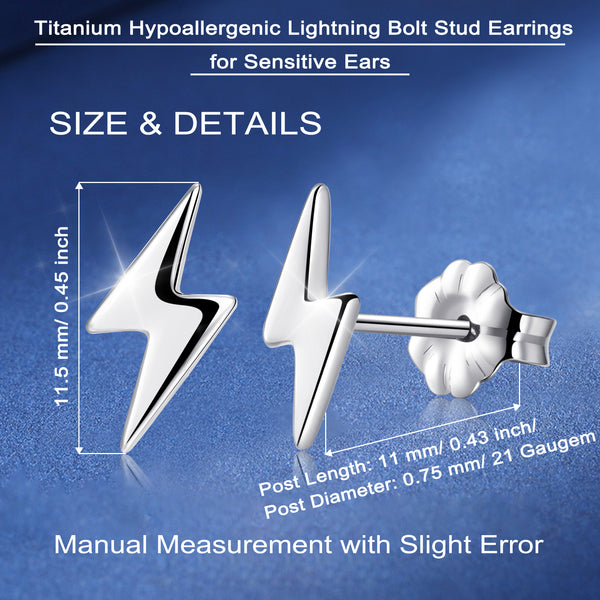 hypoallergenic titanium earrings  lightning bolt stud earrings VGACETI