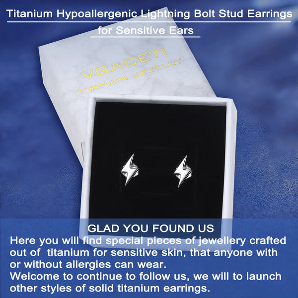 hypoallergenic titanium earrings  lightning bolt stud earrings VGACETI