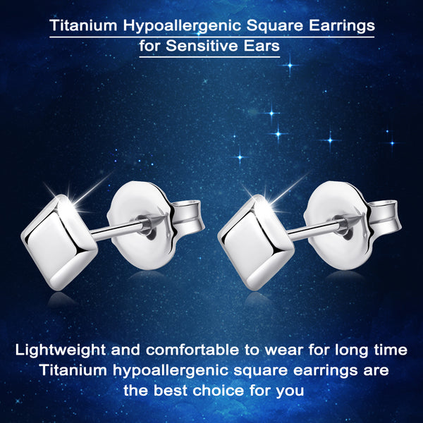 titanium earrings for sensitive people square stud earrings VGACETI