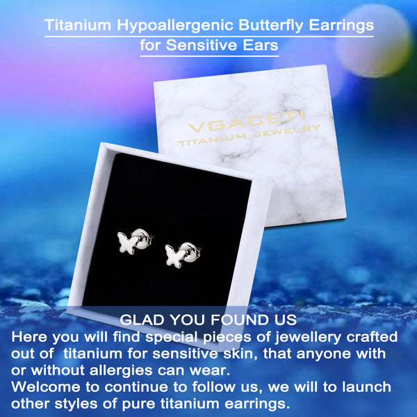 titanium earrings for sensitive people  butterfly stud earrings VGACETI