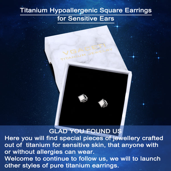 titanium earrings for sensitive people square stud earrings VGACETI